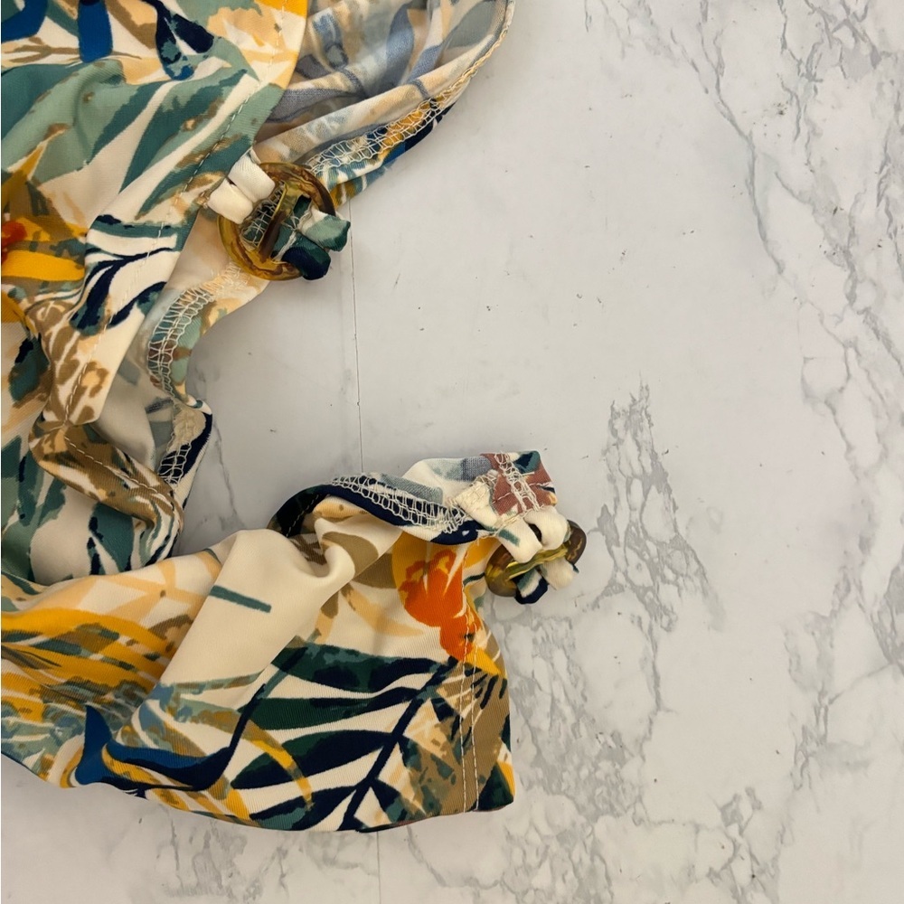 PerSeption Concept Women's Tropical Sz M Top Shirt Long Cold Shoulder Sleeve​ - Picture 5 of 5